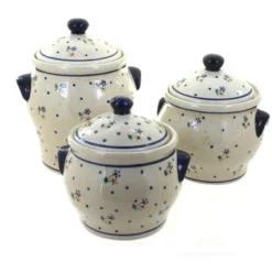 Blue Rose Polish Pottery 1300 Zaklady Canister Set -Household Cleaning Supplies GUEST 5686c05a 6be1 4abe 8e0c d91a3b0244b8