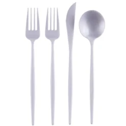 Silver Spoons Modern Disposable Flatware Set, Includes 48 Forks, 24 Spoons And 24 Knives, Opulence Collection -Household Cleaning Supplies GUEST 584a4165 7415 43c1 aa2b 4c1743ca985f