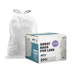 Plasticplace Simplehuman®* Code N Compatible Trash Bags 12-13 Gallon / 45-50 Liter 22.75"" X 31.5"" (200 Count) -Household Cleaning Supplies GUEST 58c6a9bd 22bf 448a 9437 e19e3e988ba0