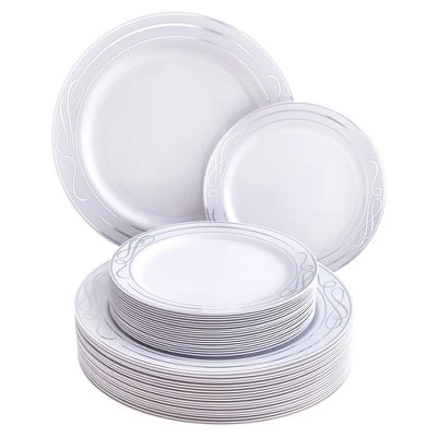 Silver Spoons Elegant Disposable Dinnerware Set For Party, Includes 20 Dinner Plates (10.25”) & 20 Side Plates (7.5”) – Bella Collection 7 Silver Spoons Elegant Disposable Dinnerware Set For Party, Includes 20 Dinner Plates (10.25”) & 20 Side Plates (7.5”) – Bella Collection - Image 5