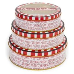 Juvale Set Of 3 Merry Christmas Cookie Tins With Lids For Gift Giving, Round Nesting Holidays Containers, 3 Sizes -Household Cleaning Supplies GUEST 5d51efc8 8897 4df4 a421 ec4f9e37d795