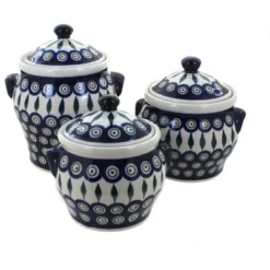 Blue Rose Polish Pottery 1300 Zaklady Canister Set -Household Cleaning Supplies GUEST 5df348c5 f436 4d1e 90ce 5957a033e34c