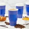 Sparkle And Bash Set Of 48 Disposable Insulated Paper Coffee Cups With Lids & Sleeves For Hot Drinks, 16oz, Blue -Household Cleaning Supplies GUEST 62352a6b 150d 47df a58e c9d3fa44cff3