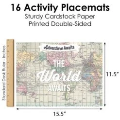 Big Dot Of Happiness World Awaits - Paper Travel Themed Birthday Party Coloring Sheets - Activity Placemats - Set Of 16 -Household Cleaning Supplies GUEST 64768679 7e8a 401c 8d76 dab18b91d474