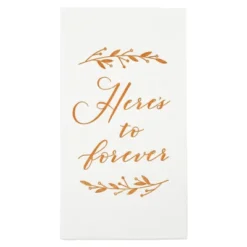 Sparkle And Bash 100 Pack White Napkins For Wedding Reception With Rose Gold Foil Accents, Here's To Forever, 3-Ply, 4 X 8 In -Household Cleaning Supplies GUEST 666e3fac d515 49c2 aa02 7b8329e82389
