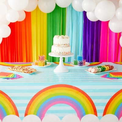 Juvale 3 Pack Rainbow Tablecloth For Party, Pastel Table Covers For Cloud Birthday Decorations For Girls, 54 X 108 In 3 Juvale 3 Pack Rainbow Tablecloth For Party, Pastel Table Covers For Cloud Birthday Decorations For Girls, 54 X 108 In
