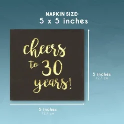 Blue Panda 100-Pack "Cheers To 30 Years!" Gold Foil Paper Disposable Cocktail Paper Napkins 5 X 5 Inches -Household Cleaning Supplies GUEST 6e86fe6a 18d7 4625 8f0d aa5d09178b58
