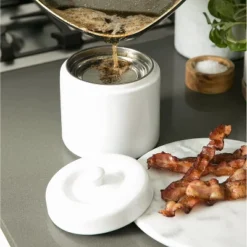 RSVP International , White Stoneware Grease Keeper -Household Cleaning Supplies GUEST 70be0483 efeb 4980 9018 84a4125c3b80