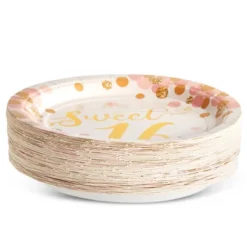 Sparkle And Bash 48-Pack "Sweet 16" 16th Birthday Disposable Paper Plates 7" Party Supplies -Household Cleaning Supplies GUEST 78502b20 1925 459c b111 af000bdc0144
