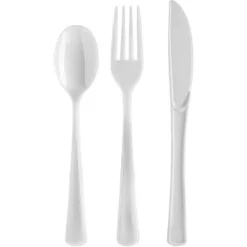 Exquisite Solid Color Plastic Utensil Cutlery Set Forks Spoons Knives- 150 Pack -Household Cleaning Supplies GUEST 78f82621 b290 4707 b5c8 68d4c543f910