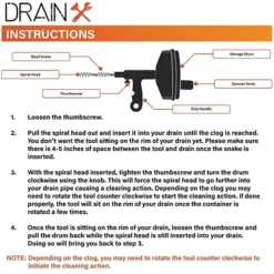 DrainX® Plumbing Snake Drain Auger, 16 Ft. -Household Cleaning Supplies GUEST 79df03bc 97cc 4aab 806d 7fe348ae33c2