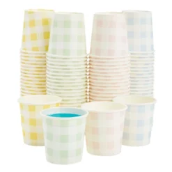 Sparkle And Bash 100 Pack Mini Disposable Paper Cups 4 Oz For Espresso, Mouthwash, Tea & Coffee, Gingham Design -Household Cleaning Supplies GUEST 7ab9d345 a2d3 4034 9d46 dd5db62a2f25