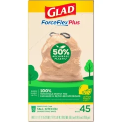 Glad ForceFlex MaxStrength Recovered Plastic Trash Bag - Lemon Fresh - 13 Gallon/45ct -Household Cleaning Supplies GUEST 7d7d774a 4d29 4325 bb92 ad0e4f24bd1e
