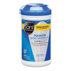 Sani Professional P92084 Hands 7-1/2 In. X 5 In. Instant Sanitizing Wipes - White (300/Canister)