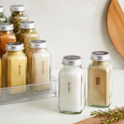 Talented Kitchen Talented Kitchen 14 Pcs Large 6 Oz Glass Spice Jars With Labels And Shakers Lids, 269 Preprinted Stickers In 2 Styles