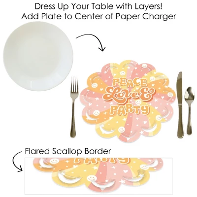Big Dot Of Happiness Stay Groovy - Boho Hippie Party Round Table Decorations - Paper Chargers - Place Setting For 12 8 Big Dot Of Happiness Stay Groovy - Boho Hippie Party Round Table Decorations - Paper Chargers - Place Setting For 12 - Image 6