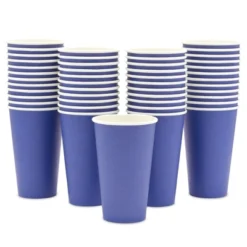 Sparkle And Bash Set Of 48 Disposable Insulated Paper Coffee Cups With Lids & Sleeves For Hot Drinks, 16oz, Blue -Household Cleaning Supplies GUEST 86f75784 78af 4c4c ab9c 5f1199715481