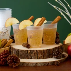 Sparkle And Bash 16 Pack Friendsgiving Plastic Cups, Let’s Get Basted Gold Foil Design, Thanksgiving 16oz
