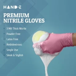 Hand-E Pink Nitrile Gloves, Perfect For Cleaning & Cooking - 50 Pack -Household Cleaning Supplies GUEST 8ad0e478 dbd5 4132 b532 4f49a264cdf7
