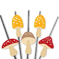 Big Dot Of Happiness Wild Mushrooms - Paper Straw Decor - Red Toadstool Party Striped Decorative Straws - Set Of 24 -Household Cleaning Supplies GUEST 8b5620b5 1871 432f beec 702e32383895