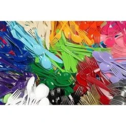 Exquisite Solid Color Plastic Utensil Cutlery Set Forks Spoons Knives- 150 Pack -Household Cleaning Supplies GUEST 8c48632b 33c2 4f19 a22d a6aea6444449