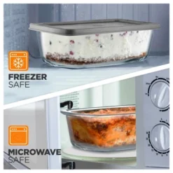 NutriChef 3 Sets High Borosilicate Glass Loaf Pan With Cover - Grip Handles For Easy Carry From Hot Oven To Table, BPA-Free -Household Cleaning Supplies GUEST 8e23b396 907b 4263 87fa dd19f36ea0a2