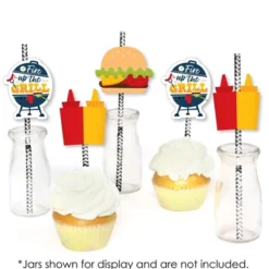 Big Dot Of Happiness Fire Up The Grill - Paper Straw Decor - Summer BBQ Picnic Party Striped Decorative Straws - Set Of 24 -Household Cleaning Supplies GUEST 90804ef3 717b 4a30 befc 840a7efeb2c5