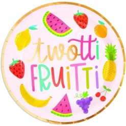 Sparkle And Bash 48 Pack Two-tti Frutti Paper Plates For 2nd Birthday Party Decorations (9 In) -Household Cleaning Supplies GUEST 9579bf55 12ce 42df 80ee c456b07d35b5