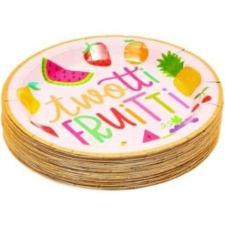 Sparkle And Bash 48 Pack Two-tti Frutti Paper Plates For 2nd Birthday Party Decorations (9 In) -Household Cleaning Supplies GUEST 95bf7802 fb70 4c90 b40e e0156f655b90