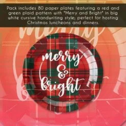 Blue Panda 80 Pack Red Plaid Christmas Paper Plates For Holiday Party, Gold Merry And Bright Design (9 In) -Household Cleaning Supplies GUEST 95d8ed5f a367 44c6 a6eb ef6840aa305f