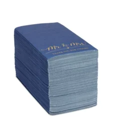 Sparkle And Bash 100 Pack Navy Blue Napkins For Wedding Reception With Gold Foil, Mr And Mrs, 3-Ply, 4 X 8 In -Household Cleaning Supplies GUEST 97f60981 3a92 497e bee5 ab8b844c4a3a