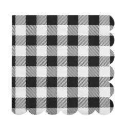Blue Panda 100 Pack Black Buffalo Check Plaid Scalloped Paper Napkin For Picnic Party Supplies 6.5 X 6.5 In -Household Cleaning Supplies GUEST 9902ec9e 8033 4ed9 b6f8 fd3423f2a720