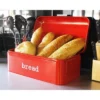 Juvale Metal Bread Box Bin, Stainless Steel Red Food Stoarge Box Container For Kitchen Countertop, 16.75 X 9 X 6.5 In