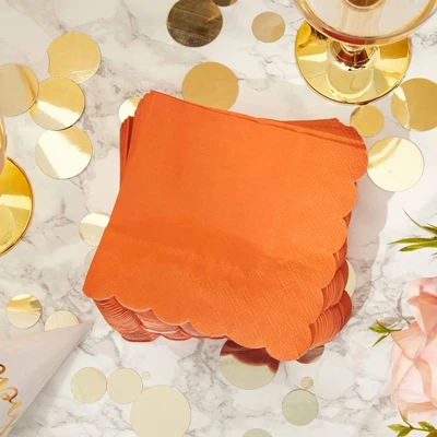 Juvale 100 Pack Orange Scalloped Edged Disposable Cocktail Paper Napkins Party Supplies 3 Juvale 100 Pack Orange Scalloped Edged Disposable Cocktail Paper Napkins Party Supplies