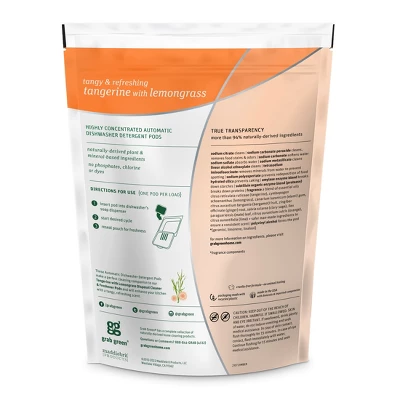 Grab Green Classic Automatic Dishwashing Detergent Pods, Pouch (24 Pods), Tangerine With Lemongrass Scent 3 Grab Green Classic Automatic Dishwashing Detergent Pods, Pouch (24 Pods), Tangerine With Lemongrass Scent