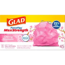 Glad ForceFlex MaxStrength Tall Kitchen Drawstring Pink Trash Bags - Cherry Blossom - 13 Gallon -Household Cleaning Supplies GUEST 9bf2074a 24a4 4a14 9e73 1caad87340ce