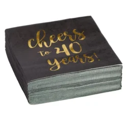 Blue Panda 50 Pack Cheers To 40 Years Cocktail Napkins For 40th Birthday, Anniversary Party Supplies, 3-Ply, Black And Gold Foil, 5 X 5 In -Household Cleaning Supplies GUEST 9d837eb3 1831 4852 a578 c87e6e73fcd1