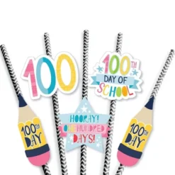 Big Dot Of Happiness Happy 100th Day Of School - Paper Straw Decor -100 Days Party Striped Decorative Straws - Set Of 24 -Household Cleaning Supplies GUEST 9db44a0b e7bb 4853 8eb0 ca68f2024675