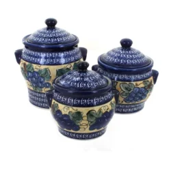 Blue Rose Polish Pottery 1300 Zaklady Canister Set -Household Cleaning Supplies GUEST a0999bbe d171 46b0 b386 941937b269bd