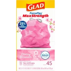 Glad ForceFlex MaxStrength Tall Kitchen Drawstring Pink Trash Bags - Cherry Blossom - 13 Gallon -Household Cleaning Supplies GUEST a1f3b13e f3cc 4217 abee ba4b91b47f0f