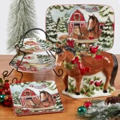 64oz Earthenware Homestead Christmas 3-D Cookie Jar - Certified International