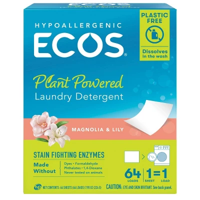 ECOS Plastic-Free Laundry Detergent Sheets - 7.9oz/64 Loads 9 ECOS Plastic-Free Laundry Detergent Sheets - 7.9oz/64 Loads - Image 7