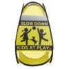 Dryser 3-Pack 24" Slow Kids At Play Safety Signs - Yellow Pop-up Children At Play Safety Signs With Reflective Tape