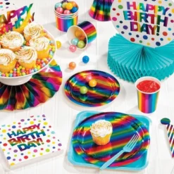Creative Converting 48ct Rainbow Print "Happy Birthday" Napkins