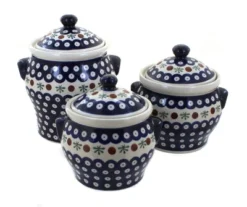 Blue Rose Polish Pottery 1300 Zaklady Canister Set -Household Cleaning Supplies GUEST a83e6201 c7c4 44cd 82db cf724dc7f364