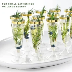 Chateau Fine Tableware Plastic Champagne Flutes Disposable - Gold Glitter With A Gold Rim - [1 Box Of 48] 4.5 Oz Premium Toasting Flutes -Household Cleaning Supplies GUEST ac306c7f 7119 48b3 b2f4 833e17269448