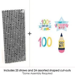 Big Dot Of Happiness Happy 100th Day Of School - Paper Straw Decor -100 Days Party Striped Decorative Straws - Set Of 24 -Household Cleaning Supplies GUEST aeb54409 9848 4719 ac9d 2188399629f8