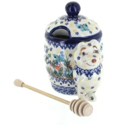 Blue Rose Polish Pottery 430 Vena Honey Pot -Household Cleaning Supplies GUEST af24bdd2 0721 46ac aeeb 8c4a511cc878