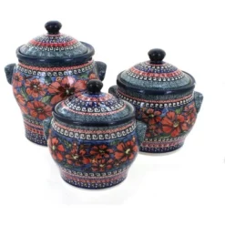 Blue Rose Polish Pottery 1300 Zaklady Canister Set -Household Cleaning Supplies GUEST b2151ccb 5d86 40ea 9686 1989a0bbbd47