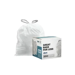 Plasticplace Trash Bag Simplehuman®* Code F Compatible (200 Count) White Drawstring Garbage Liners 6.5 Gallon / 25 Liter 21.75" X 20" -Household Cleaning Supplies GUEST b331b981 d673 4cff 8918 1495adcfc164